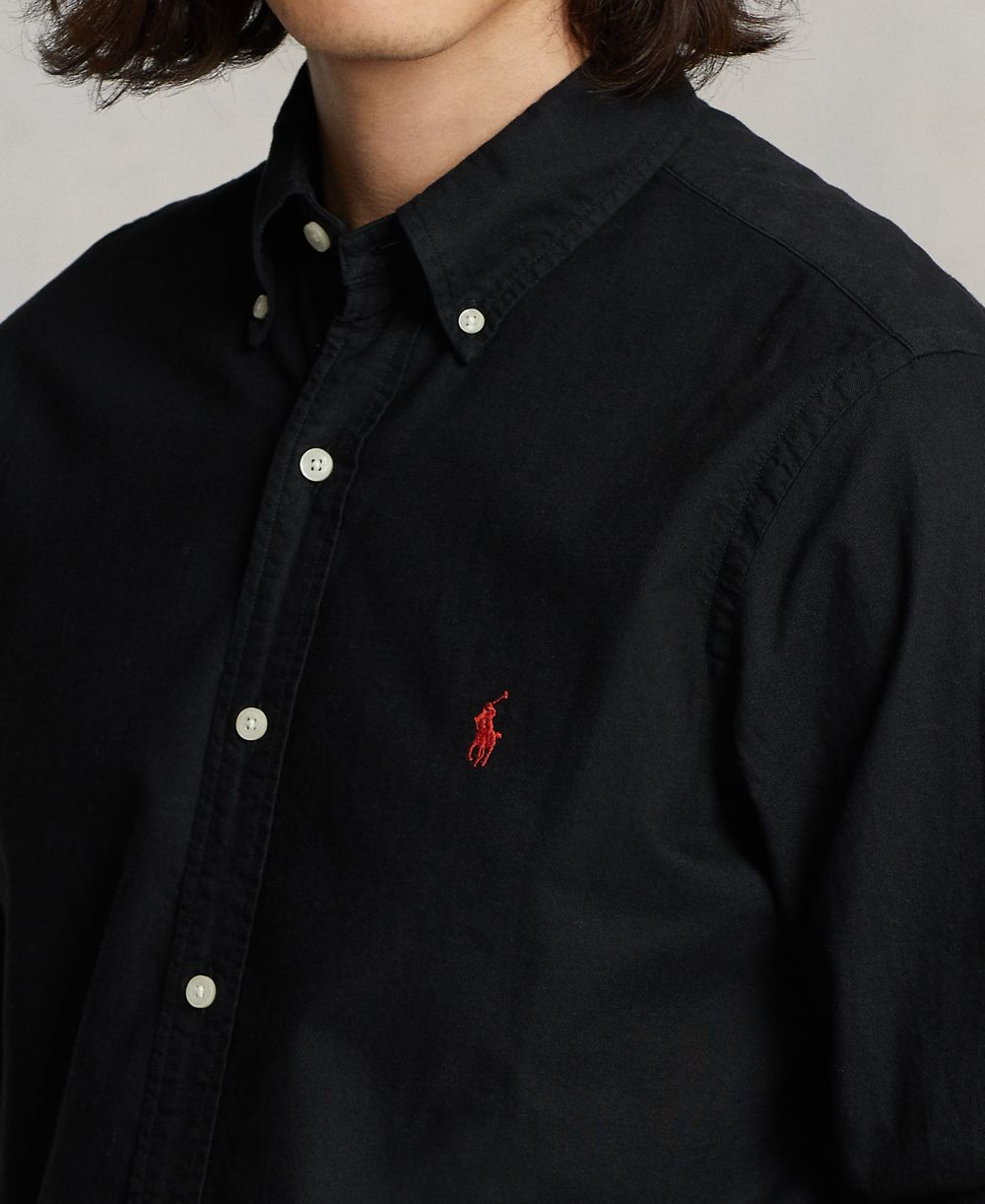 Men's Garment-Dyed Oxford Shirt - Black