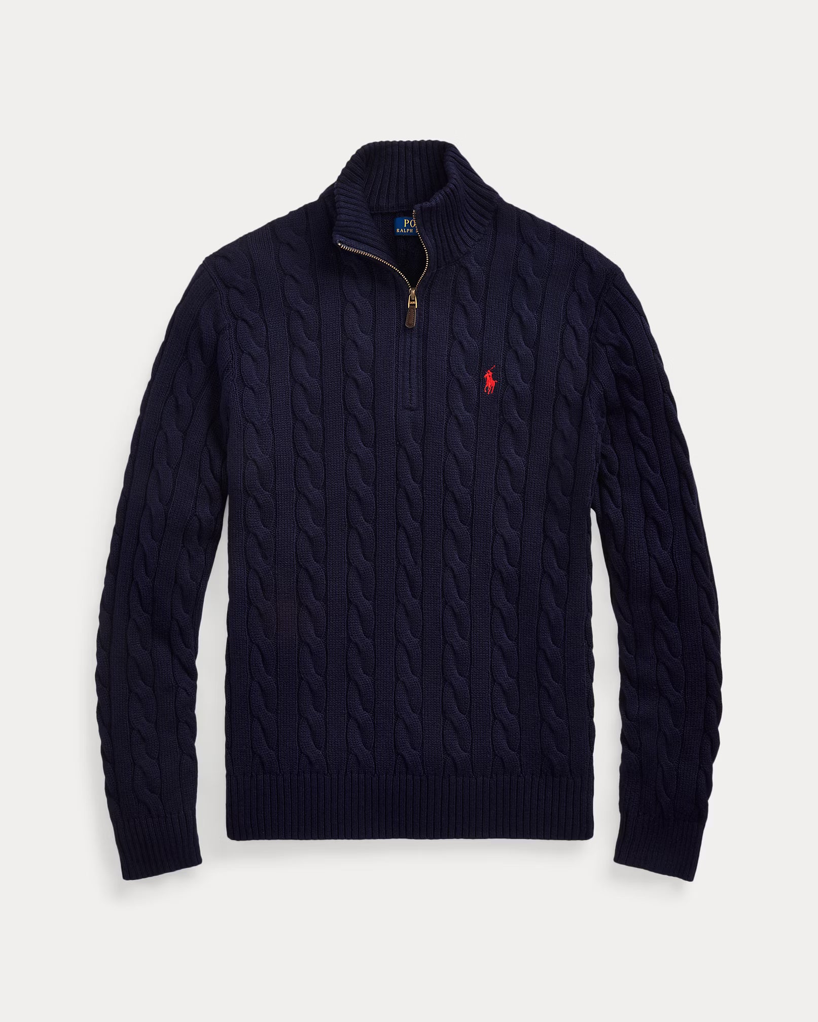 Cable-Knit Cotton Quarter-Zip Jumper - Hunter Navy