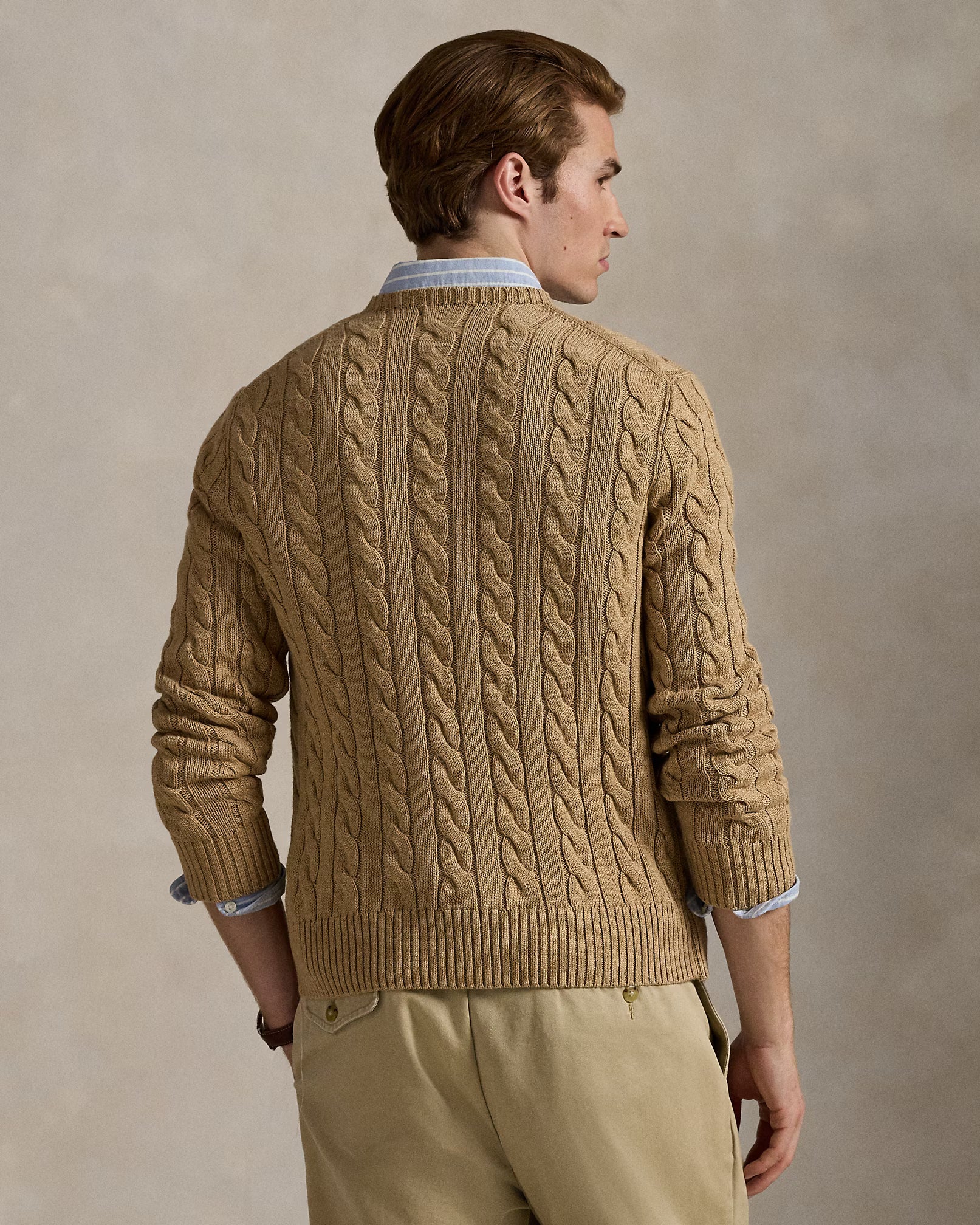 Cable-Knit Cotton Jumper - Brown
