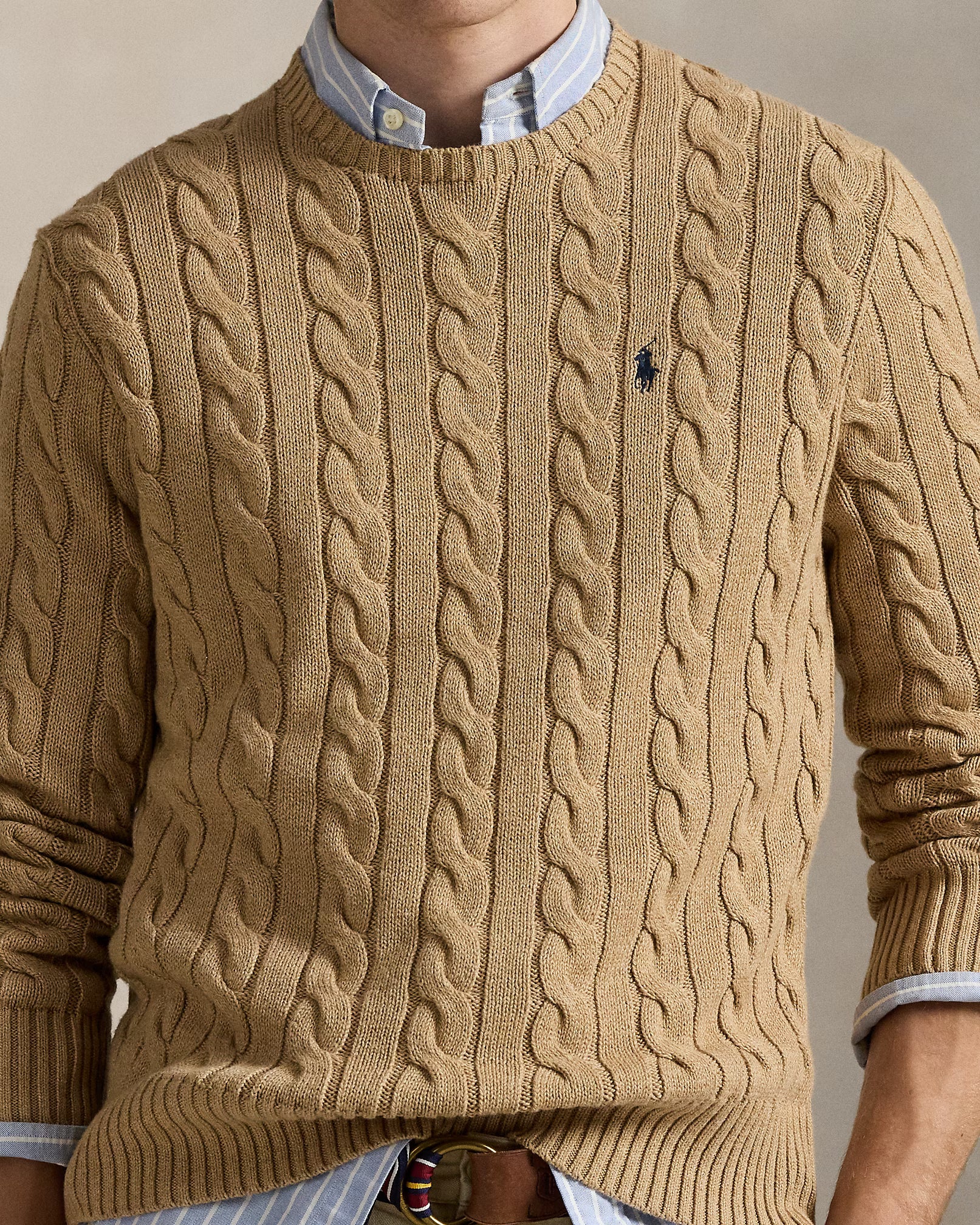 Cable-Knit Cotton Jumper - Brown