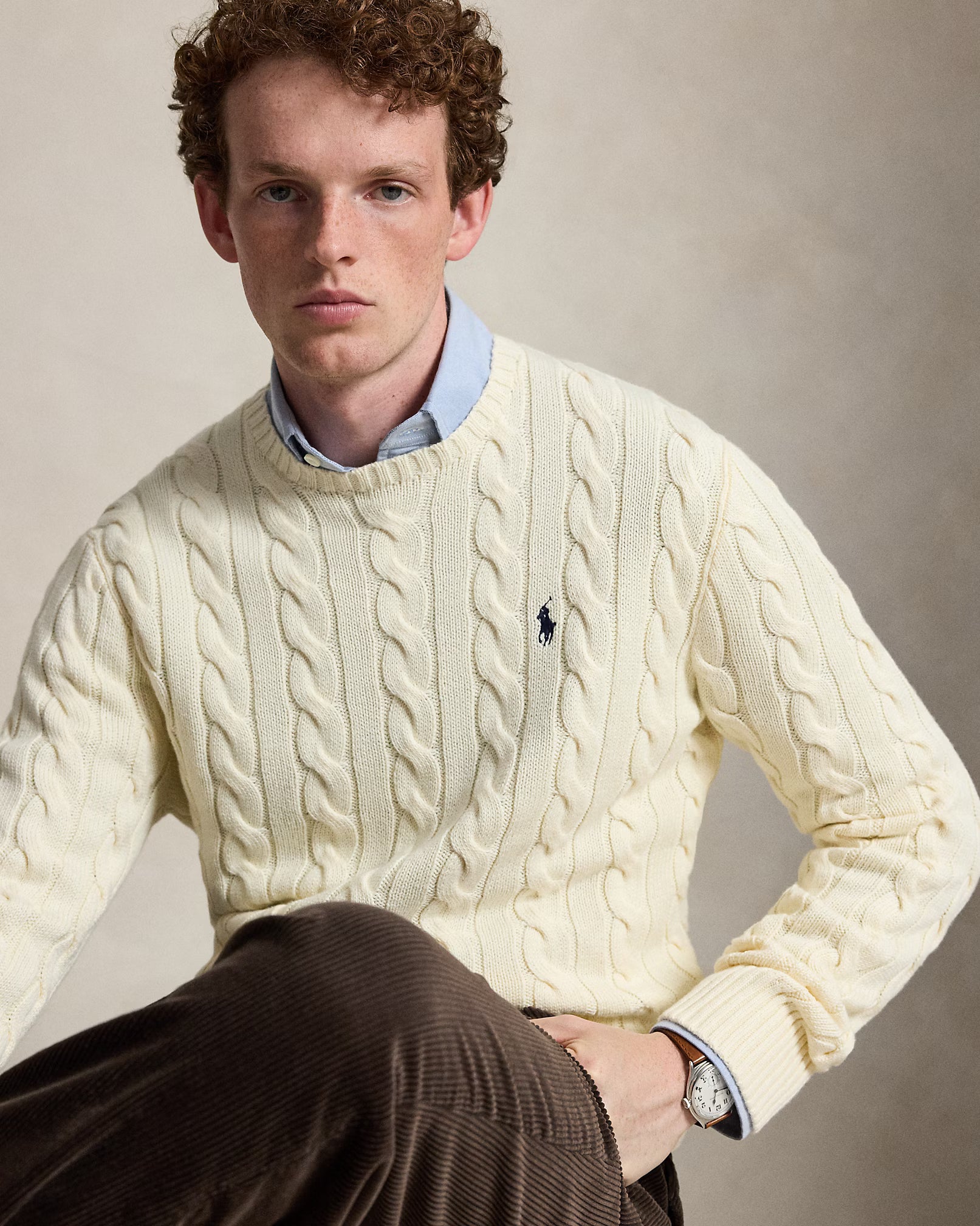 Cable-Knit Cotton Jumper - Cream
