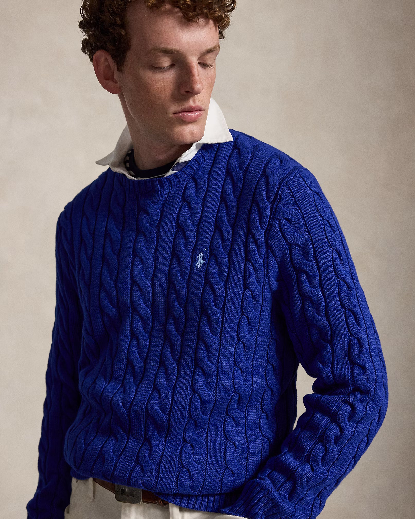 Cable-Knit Cotton Jumper - Sky Blue