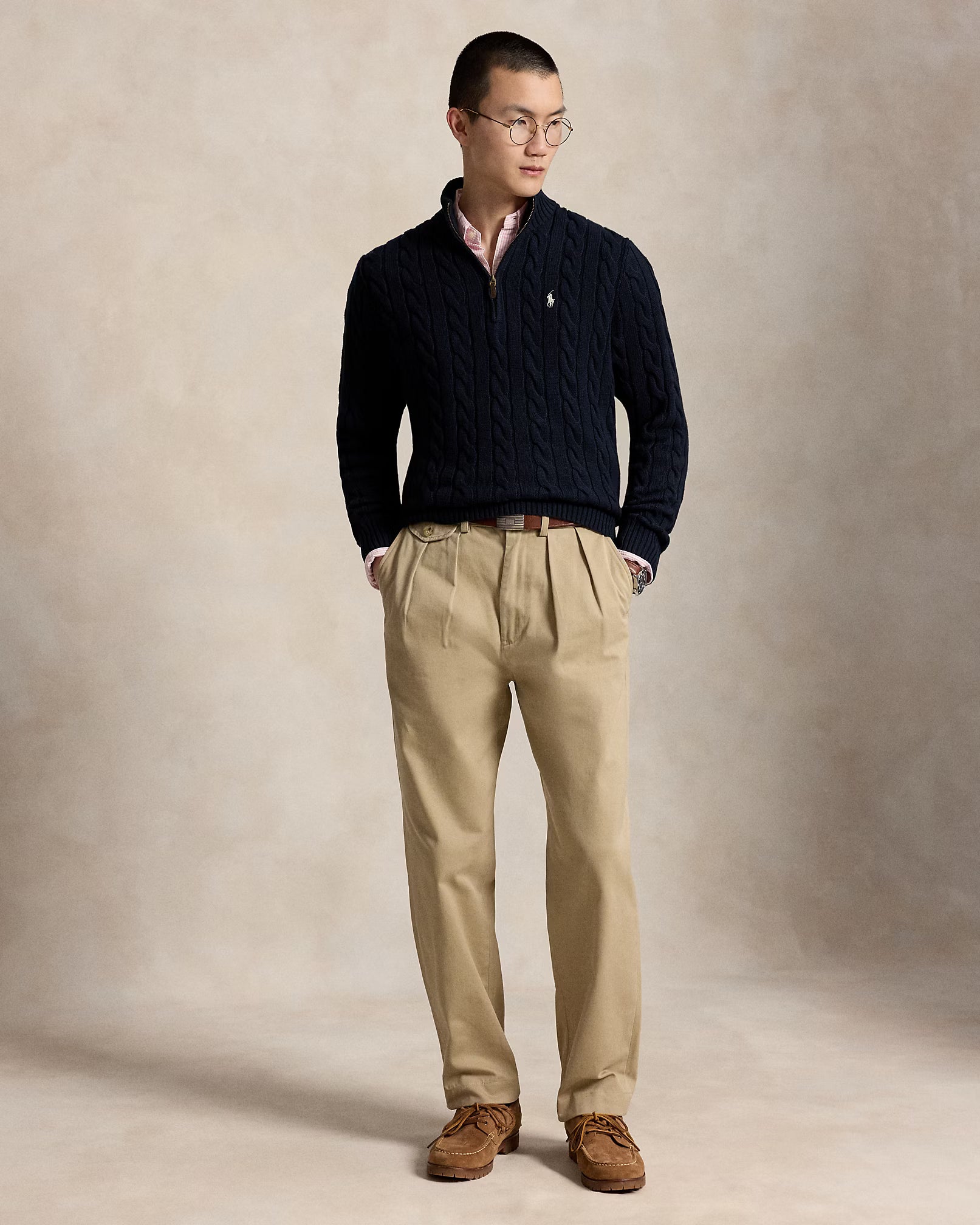 Cable-Knit Cotton Quarter-Zip Jumper - Hunter Navy