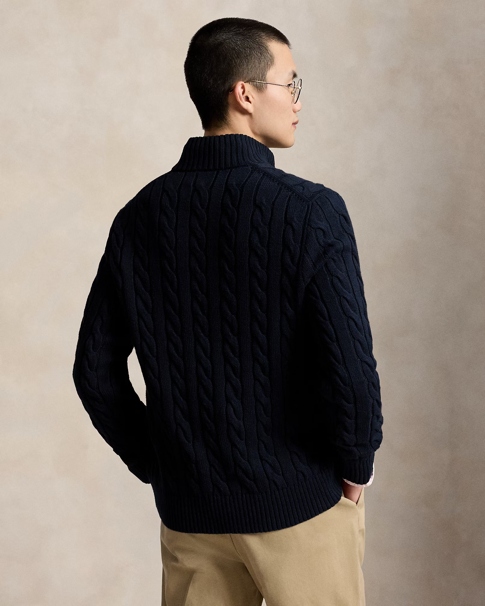 Cable-Knit Cotton Quarter-Zip Jumper - Hunter Navy