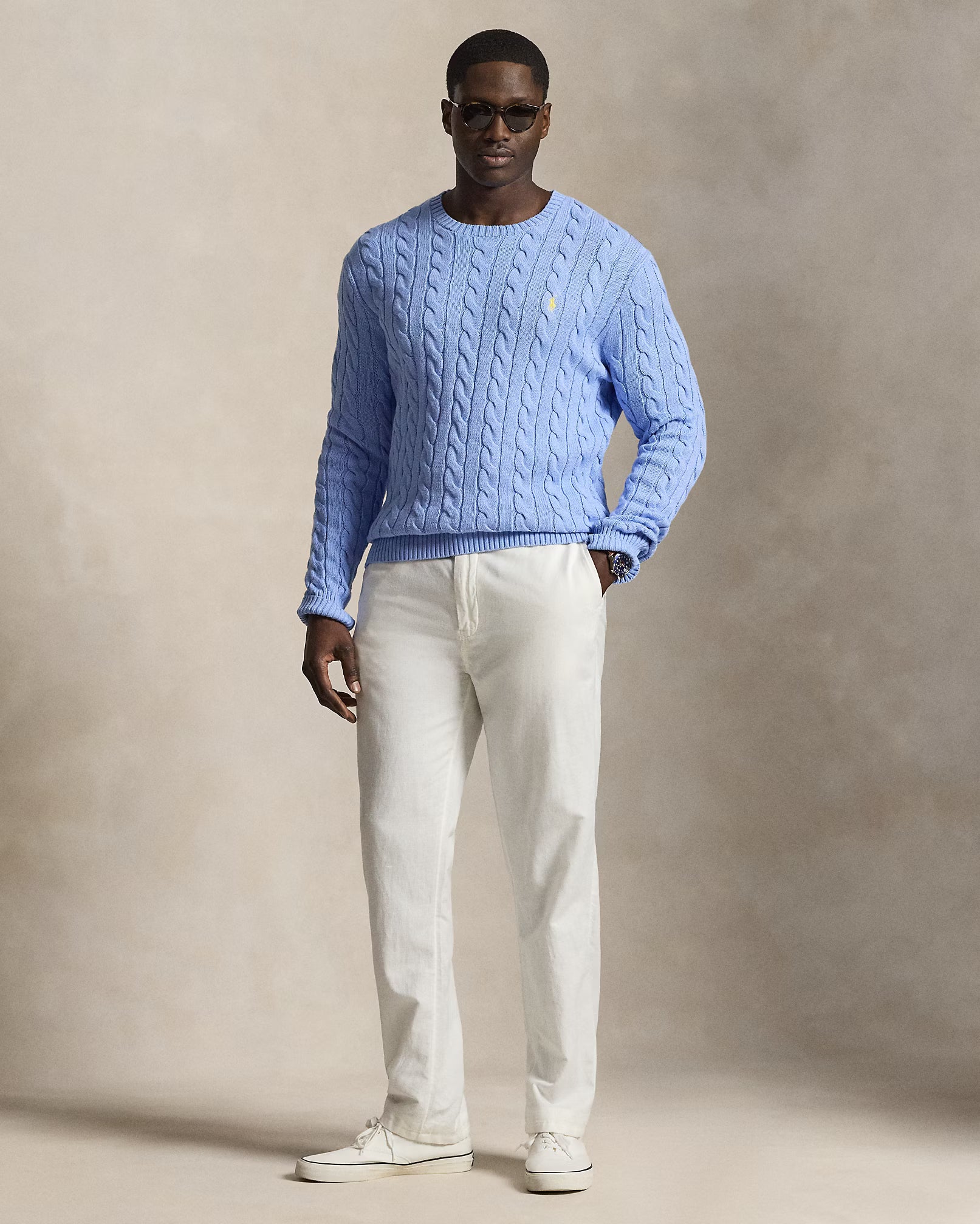 Cable-Knit Cotton Jumper - Austin Blue