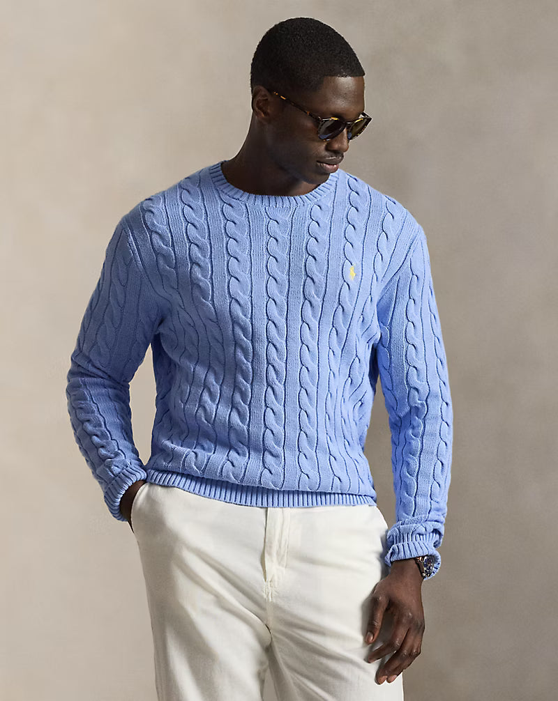 Cable-Knit Cotton Jumper - Austin Blue