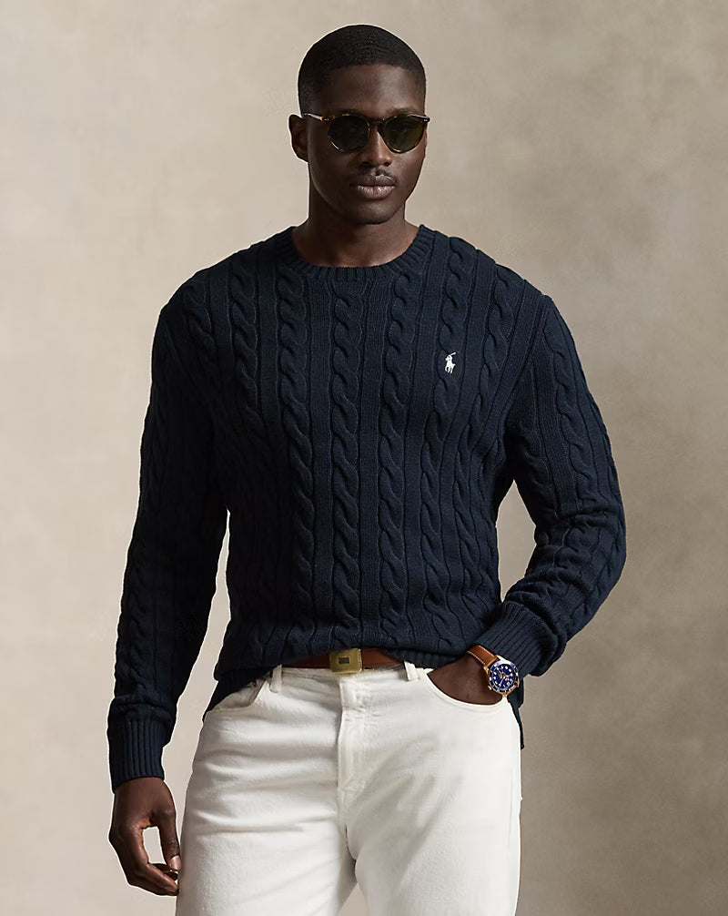 Cable-Knit Cotton Jumper - Hunter Navy