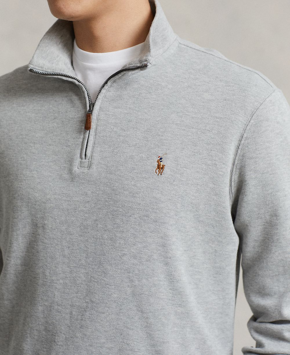 Men's Estate-Rib Cotton Quarter-Zip Pullover