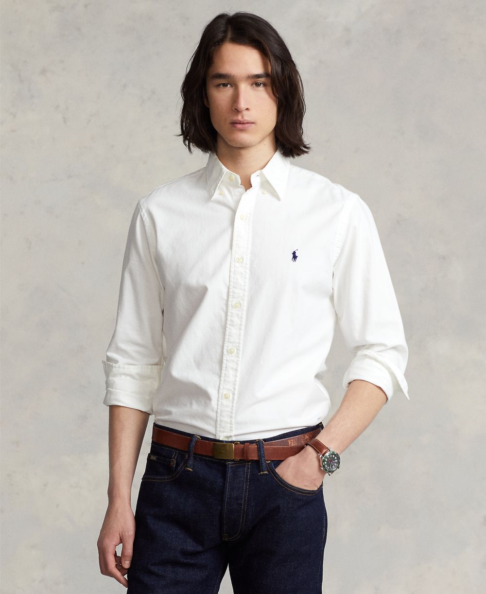 Men's Garment-Dyed Oxford Shirt - White