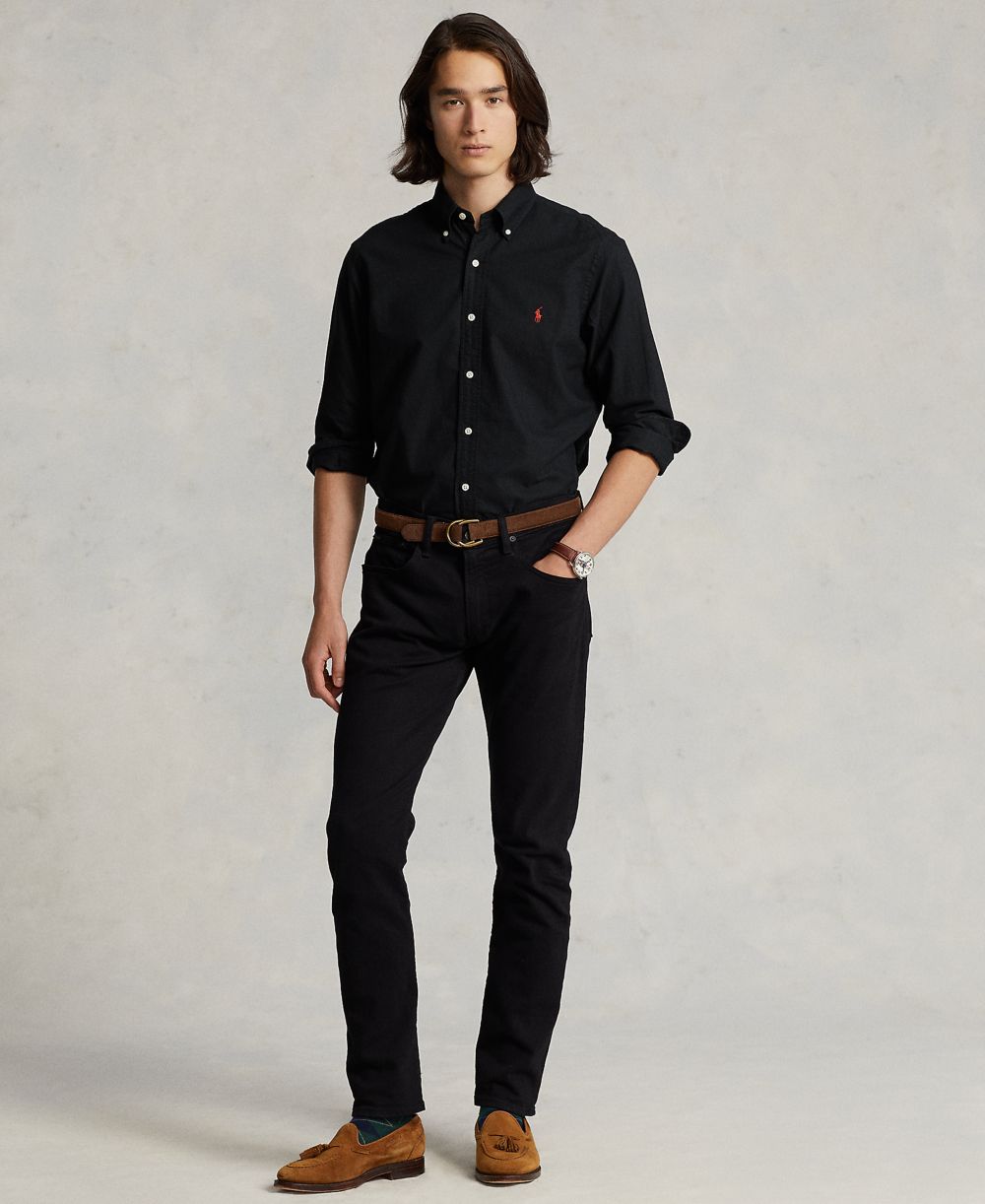 Men's Garment-Dyed Oxford Shirt - Black