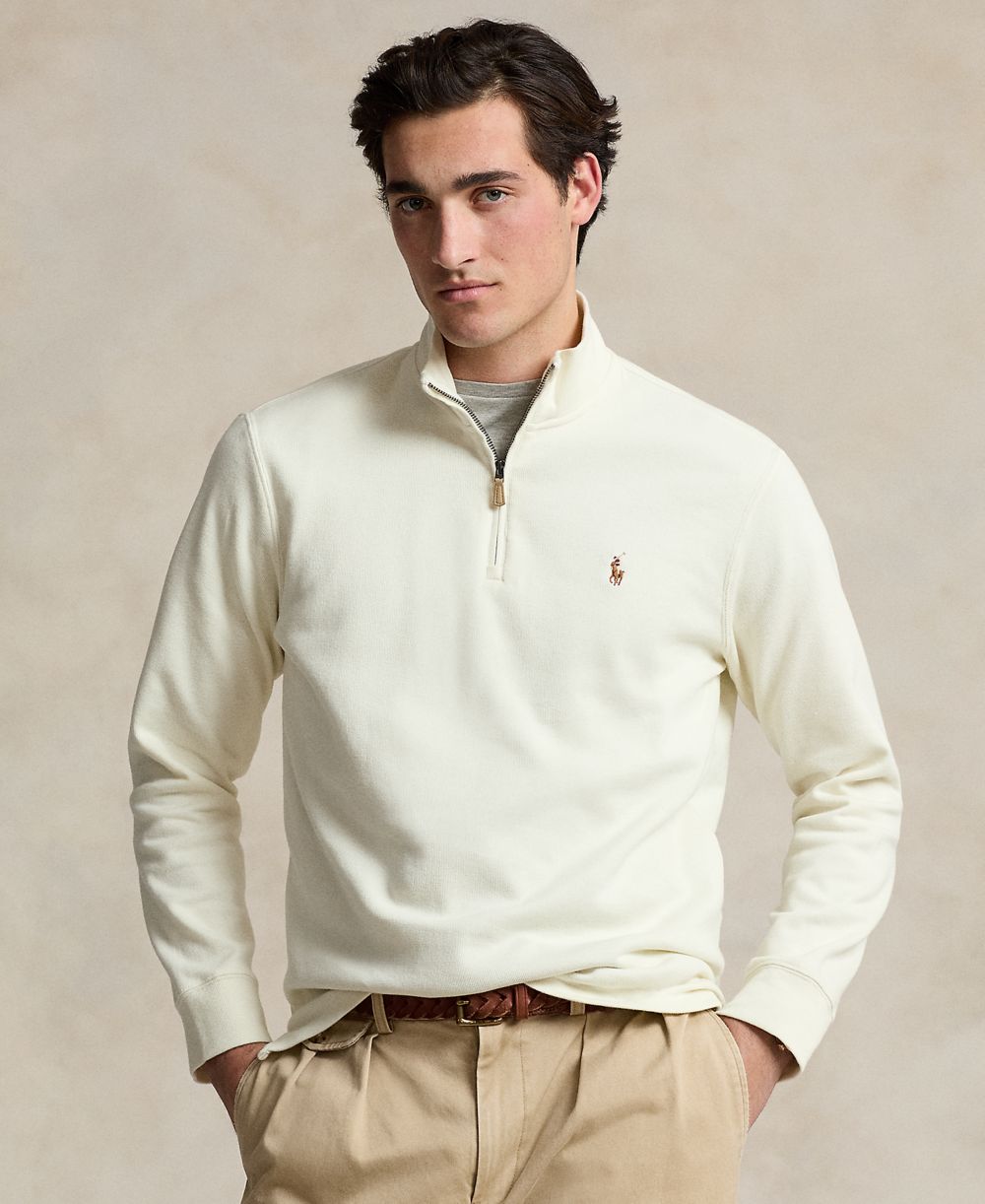 Men's Estate-Rib Cotton Quarter-Zip Pullover