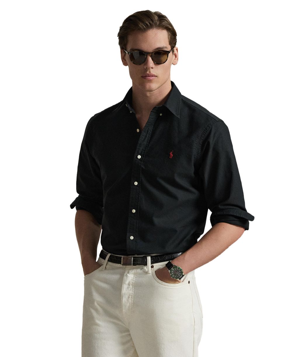 Men's Garment-Dyed Oxford Shirt - Black