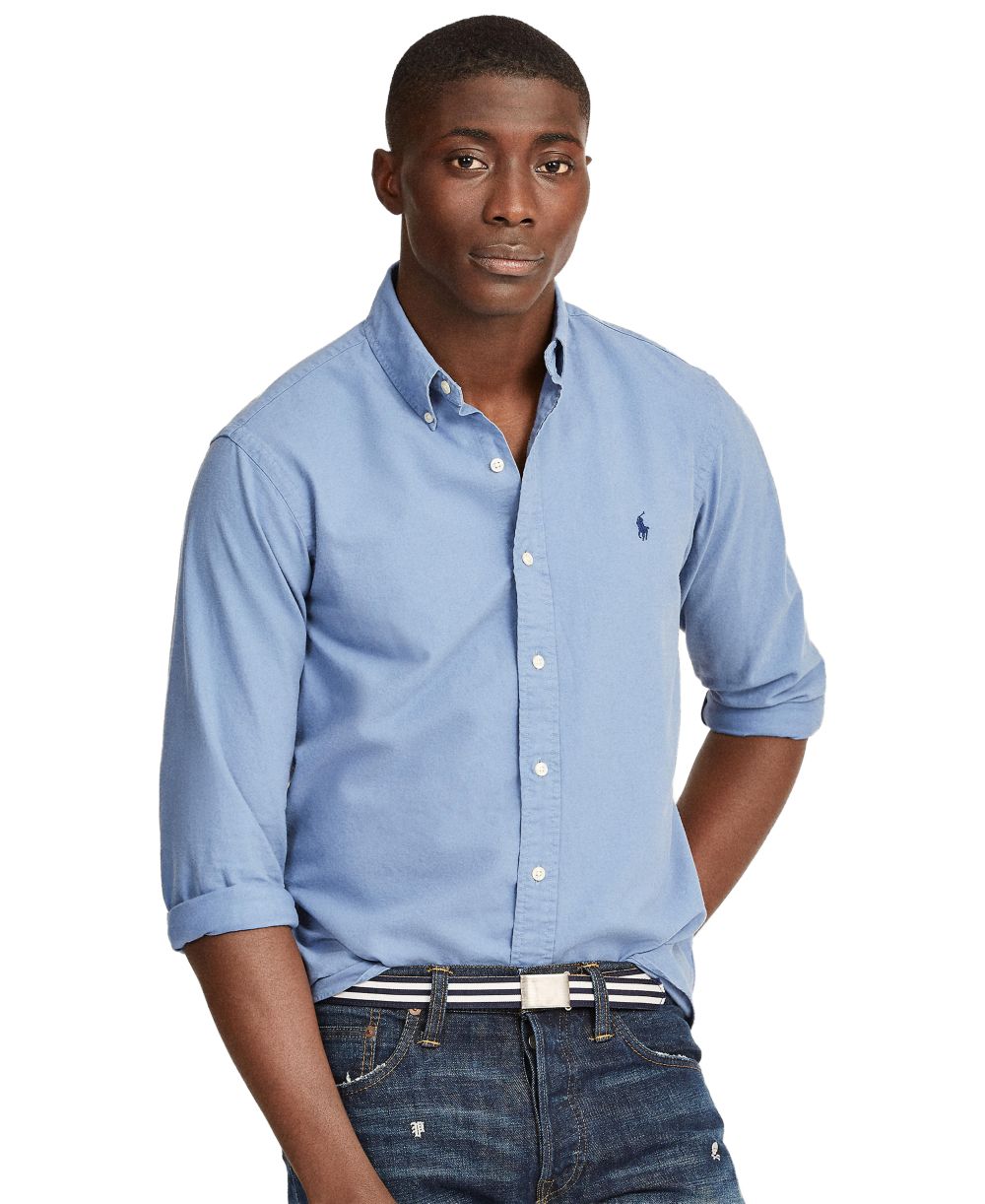 Men's Garment-Dyed Oxford Shirt - Bastille Blue