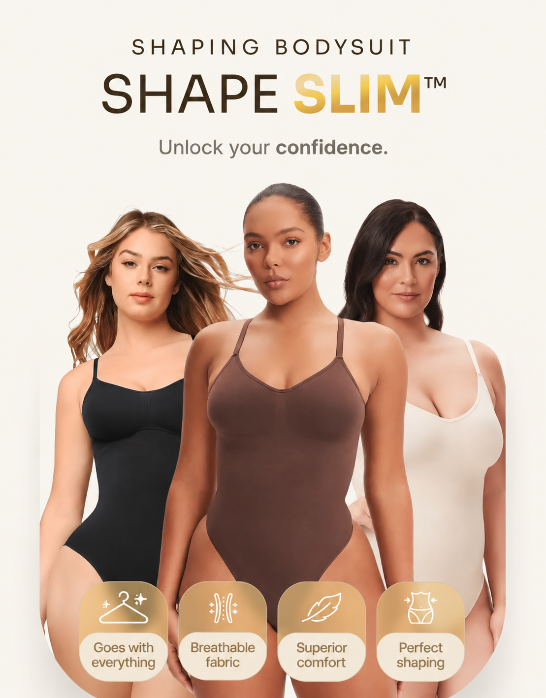 ShapeSlim shaping bodysuit: everyday styling, breathable fabric and comfort.