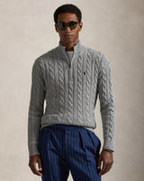 Cable-Knit Quarter-Zip Jumper - Fawn Grey Heather