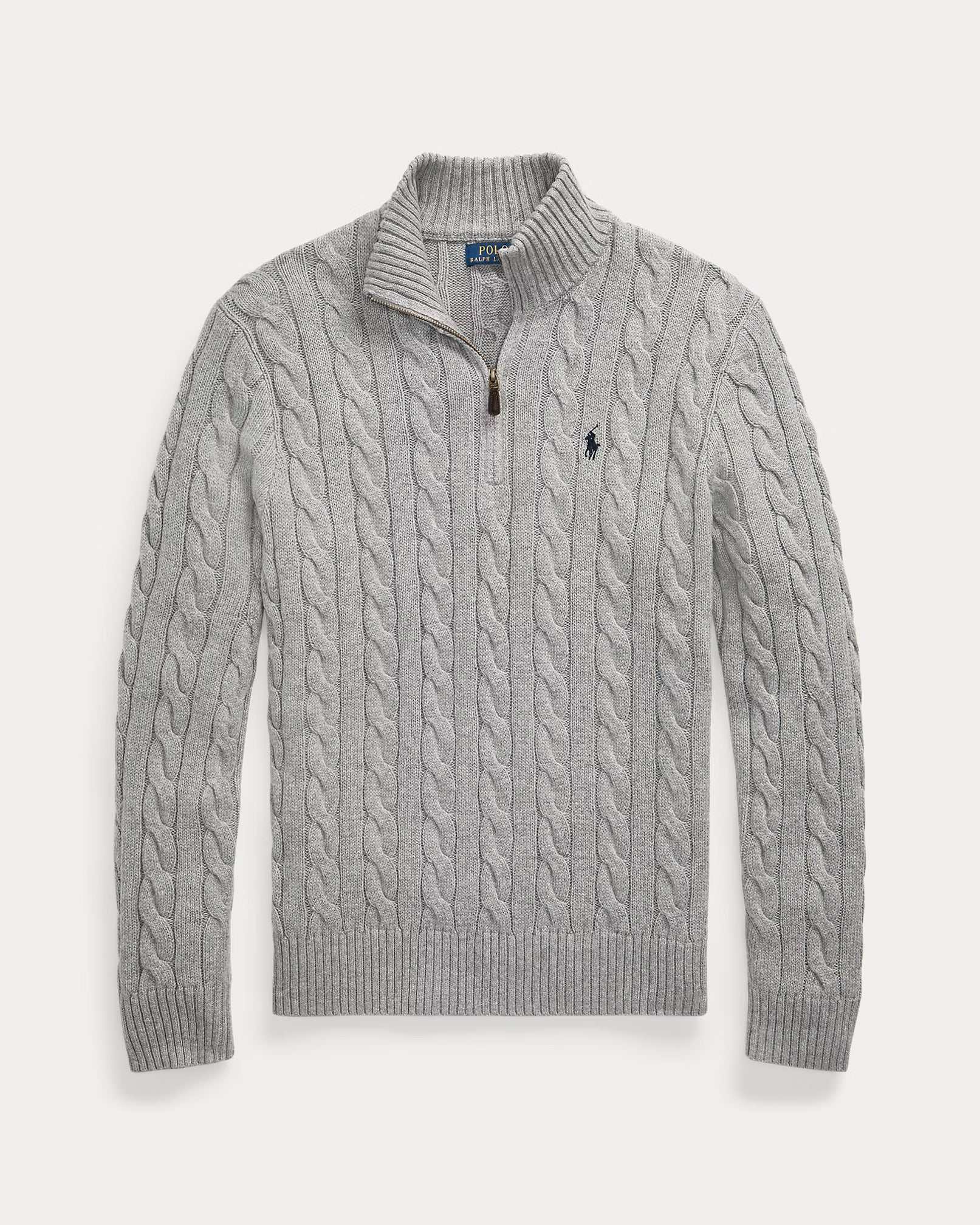 Cable-Knit Cotton Quarter-Zip Jumper - Fawn Grey Heather