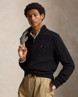 Cable-Knit Quarter-Zip Jumper - Black
