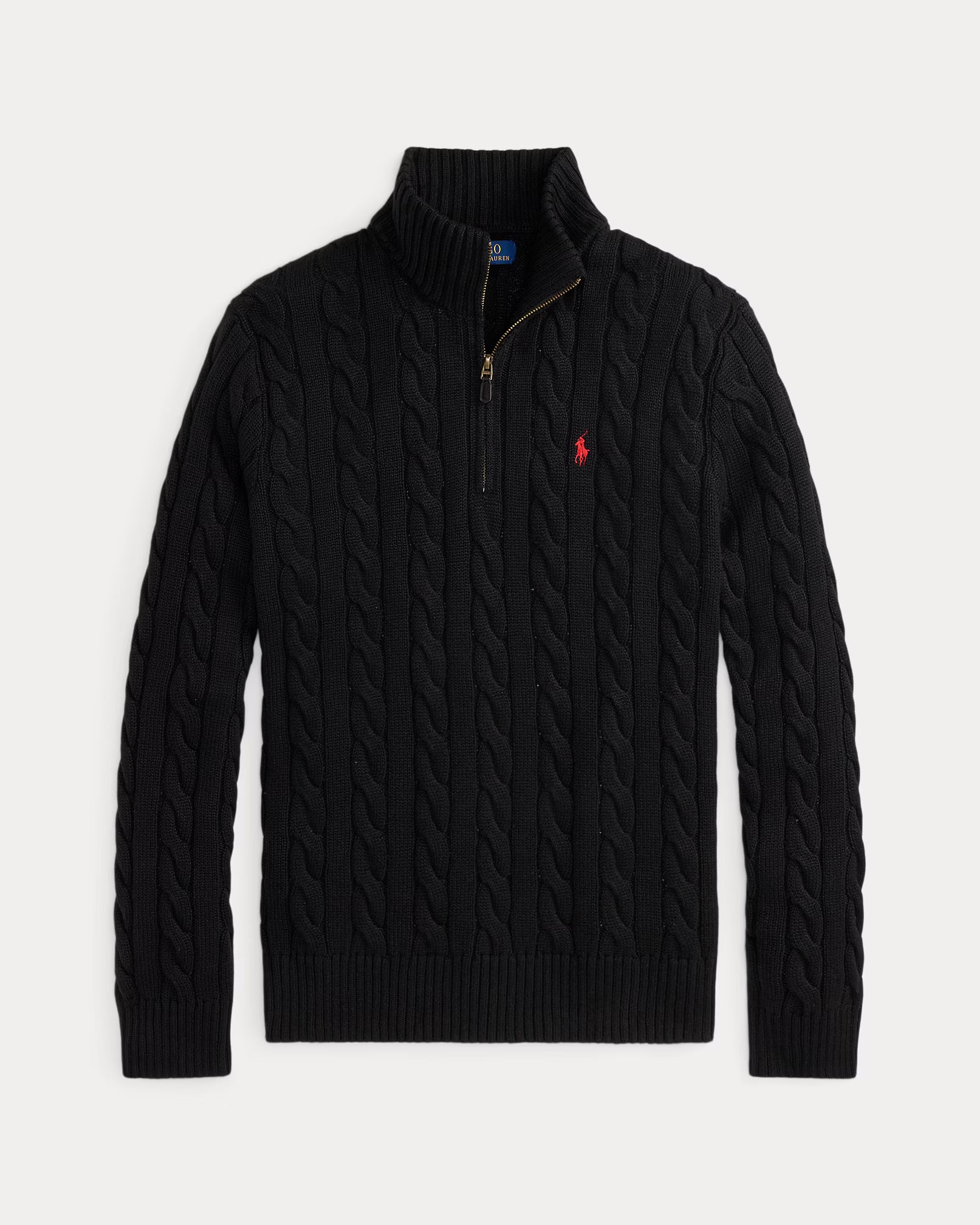 Cable-Knit Cotton Quarter-Zip Jumper - Black