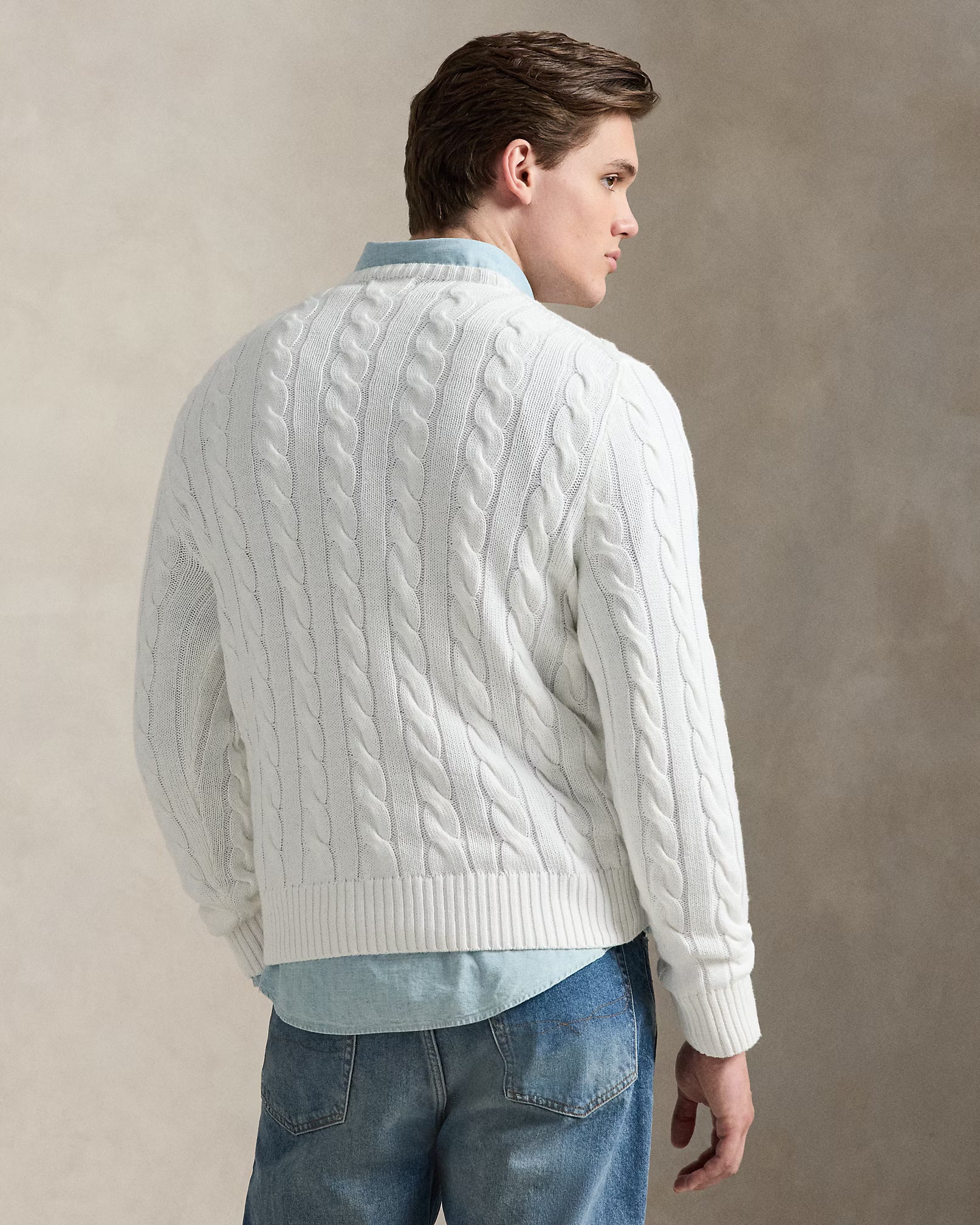 Cable-Knit Cotton Jumper - White