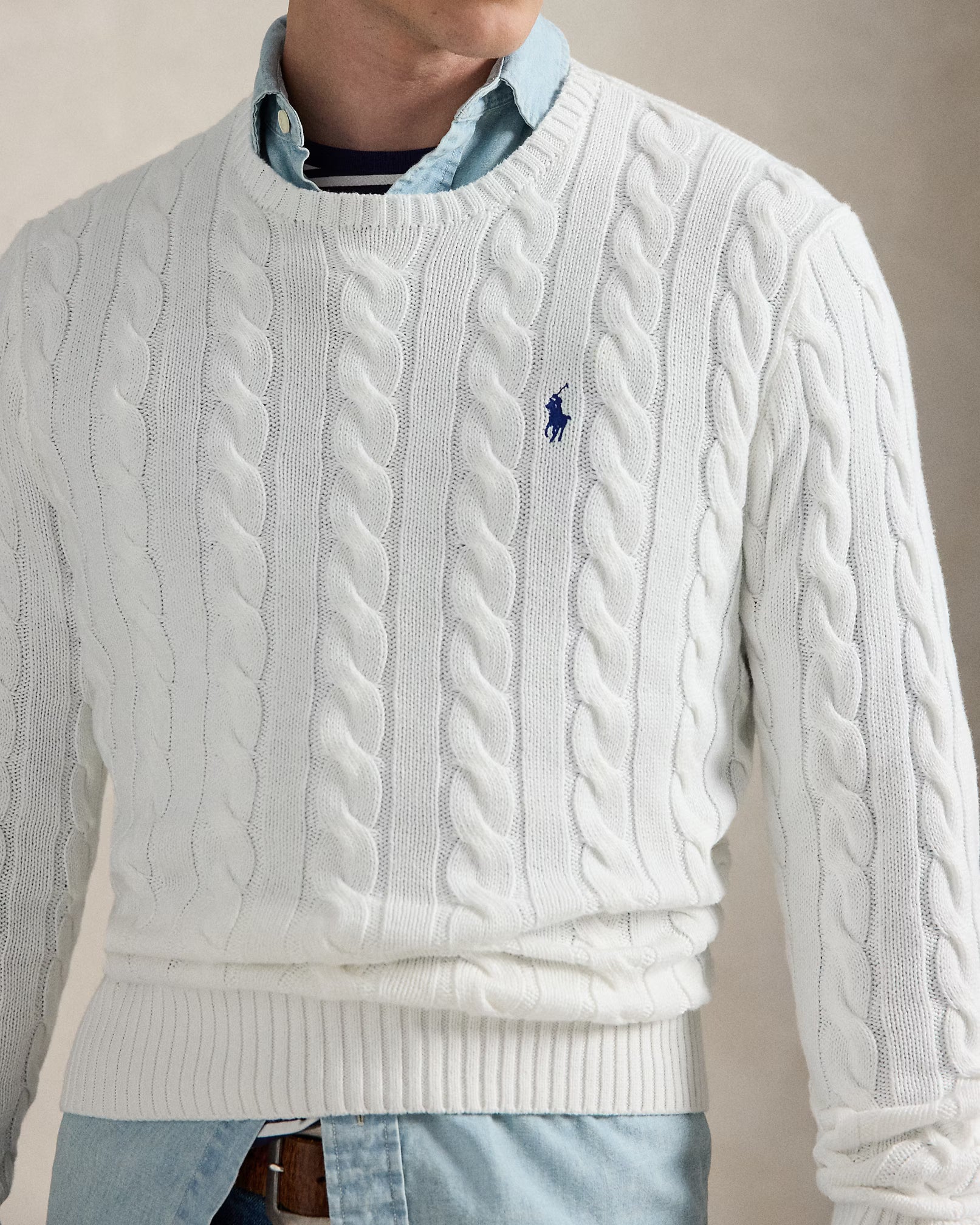 Cable-Knit Cotton Jumper - White