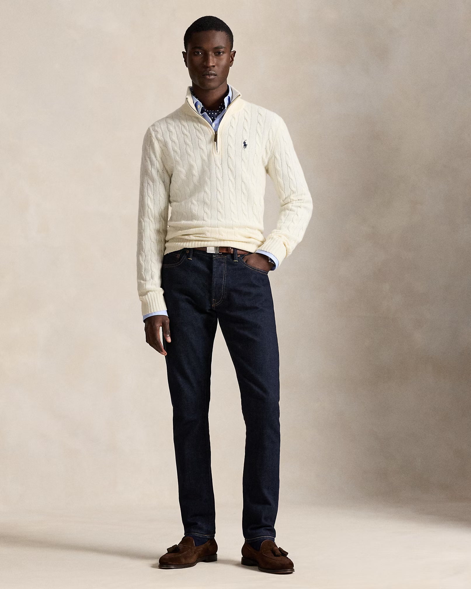 Cable-Knit Quarter-Zip Jumper - Andover Cream