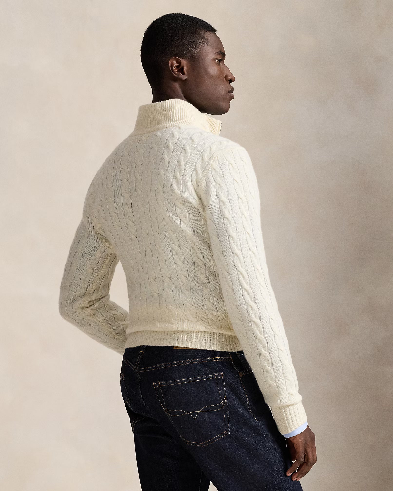 Cable-Knit Quarter-Zip Jumper - Andover Cream