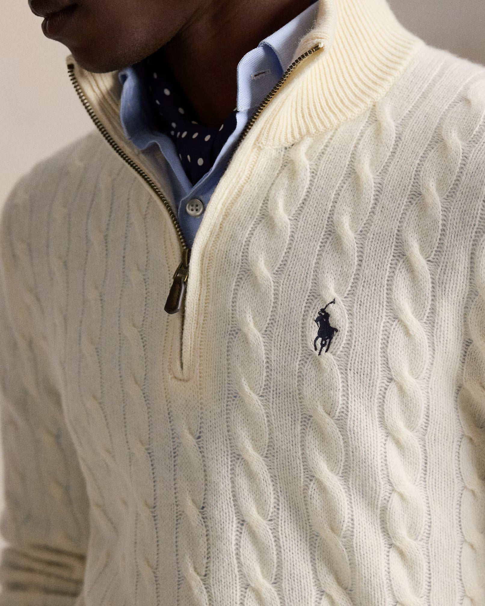 Cable-Knit Quarter-Zip Jumper - Andover Cream