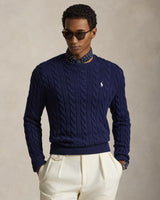 Cable-Knit Cotton Jumper - Navy Blue