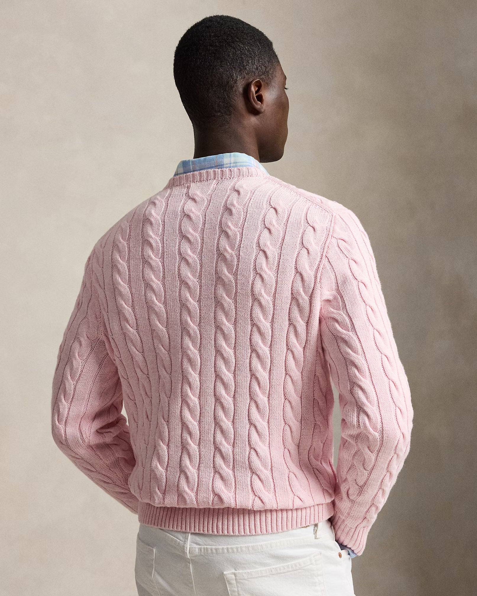 Cable-Knit Cotton Jumper - Variegated Pink