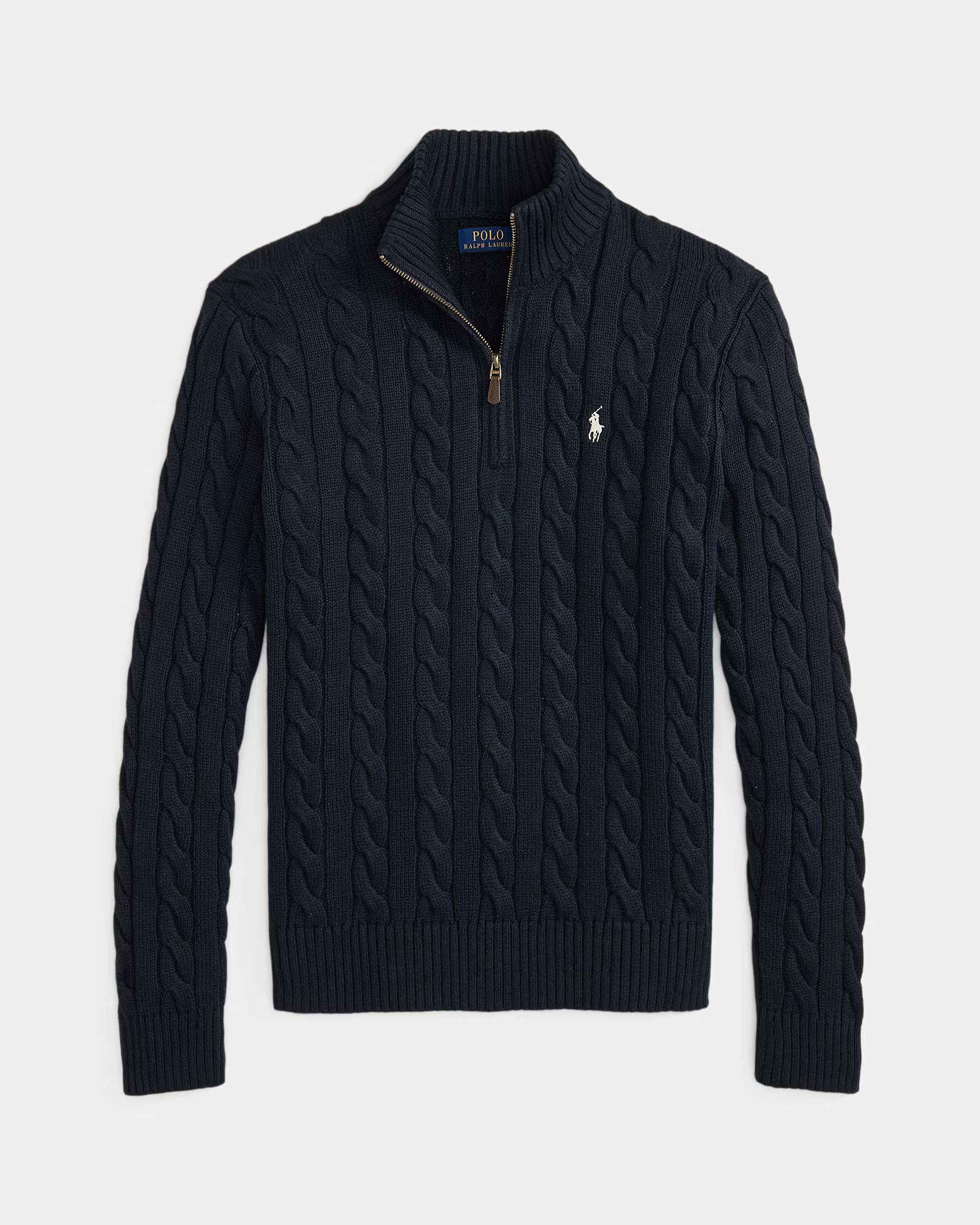 Cable-Knit Cotton Quarter-Zip Jumper - Hunter Navy